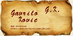 Gavrilo Ković vizit kartica